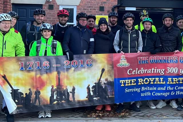 The cycling team about to embark on their 110 mile ride.