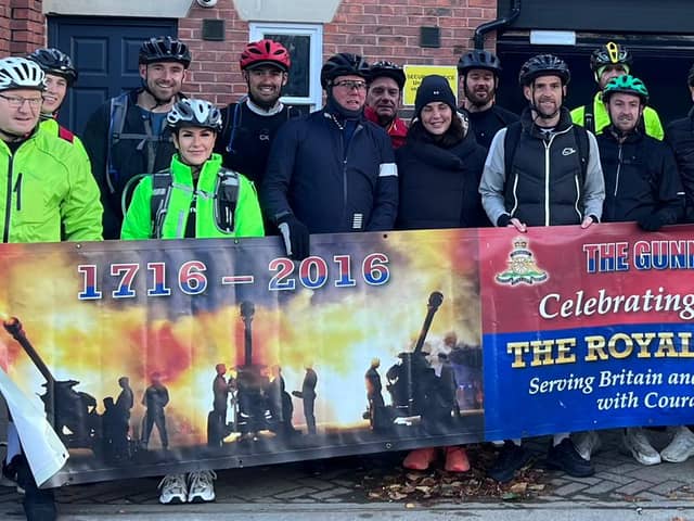 The cycling team about to embark on their 110 mile ride.