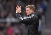 Eddie Howe, Manager of Newcastle United, applauds his team during the Carabao Cup Third Round match between Newcastle United and AFC Wimbledon at The Cherry Red Records Stadium on October 01, 2024 in Wimbledon, England. (Photo by George Wood/Getty Images)