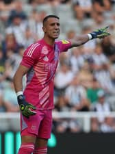 Odysseas Vlachodimos of Newcastle United during the Pre-Season Friendly between Newcastle United and Stade Brestois  at St James' Park on August 10, 2024 in Newcastle upon Tyne, England. (Photo by Nigel Roddis/Getty Images)
