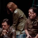 [L-R] Sebastian Stan, Renate Reinsve and Adam Pearson in A24's latest film, A Different Man