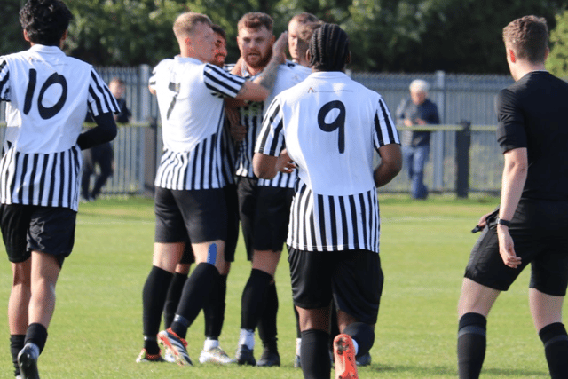 Boldon CA celebrate during their 5-2 home win against Darlington Town (photo Jess Kelly)