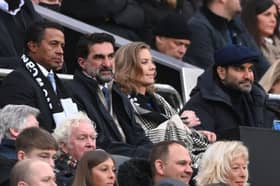 Newcastle United chairman Yasir Al-Rumayyan alongside former co-owners Amanda Staveley and Mehrdad Ghodoussi