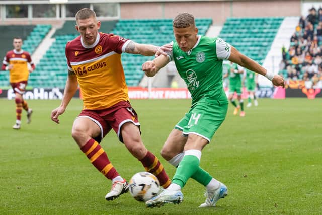 Hibs striker Dwight Gayle, picture in action against Motherwell, could be in line for a first start after the international break.