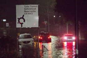 Northumbria Police have closed a section of the A194 due to flooding.
