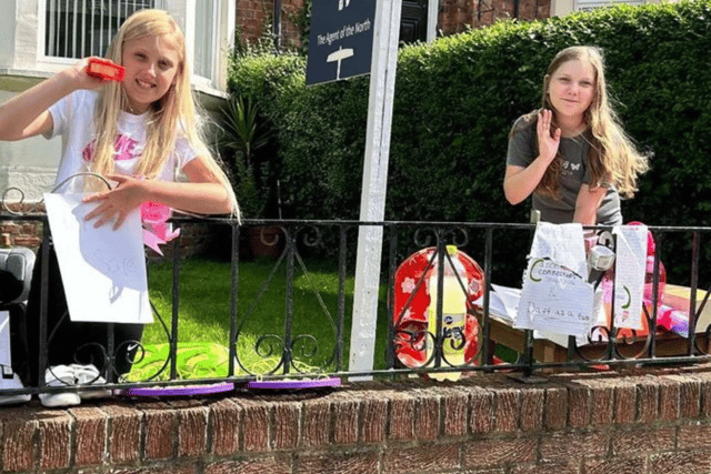 Ten-year-old Lucy Tiffin and her friend, 12-year-old Mina McDonald, have helped contribute to Jo's fundraiser by setting up a fizzy pop stand.