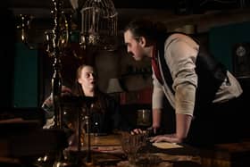 Molly Winston and Adam Goldwater, actors from Blackpool Tower Dungeons in the new Halloween show 'Bathtub Bride'.