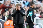 Eddie Howe, Manager of Newcastle United, reacts during the Premier League match between Newcastle United and Brighton & Hove Albion. (Photo by George Wood/Getty Images)
