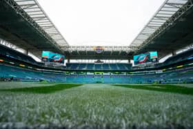 A general view of Hard Rock Stadium prior to a preseason game between the Miami Dolphins and the Atlanta Falcons at Hard Rock Stadium on August 09, 2024 in Miami Gardens, Florida. (Photo by Rich Storry/Getty Images)