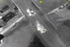 Police on land and in the air combined to great effect to bring a speeding car to a halt and arrest three suspects.