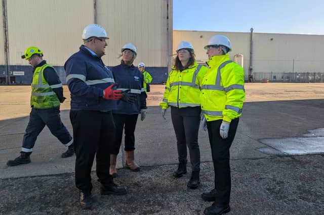 Minister for Employment Alison McGovern and Jarrow and Gateshead East MP Kate Osborne visit A&P Shipyard in Hebburn. 