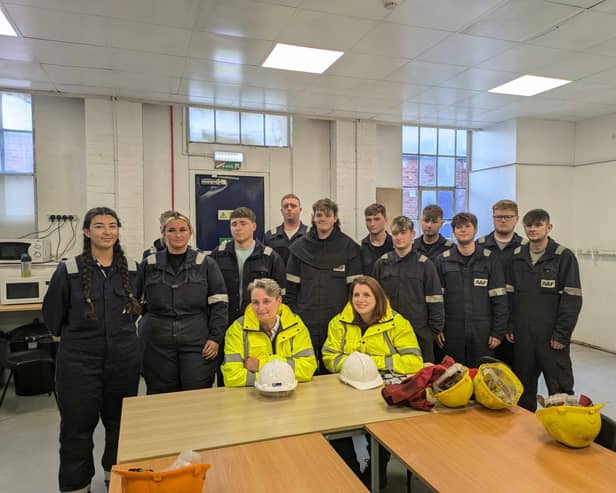 Minister for Employment Alison McGovern and Jarrow and Gateshead East MP Kate Osborne visit A&P's Hebburn shipbuilding site