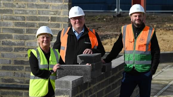 On site at Hebburn New Town: Cllr Liz McHugh Lead Member for Children, Families and Social care and Education and Skills at South Tyneside Council; Grant Watson, Construction Manager at Esh; Adam Cockburn, Site Manager at Esh.