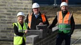 On site at Hebburn New Town: Cllr Liz McHugh Lead Member for Children, Families and Social care and Education and Skills at South Tyneside Council; Grant Watson, Construction Manager at Esh; Adam Cockburn, Site Manager at Esh.