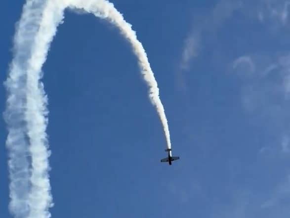 Daz Gilbert filmed this pilot performing some remarkable aerial acrobatics in a plane above Wincobank, Sheffield