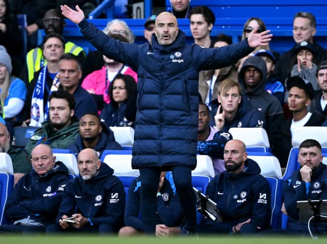 Chelsea head coach Enzo Maresca during the Blues' win over Newcastle United at Stamford Bridge