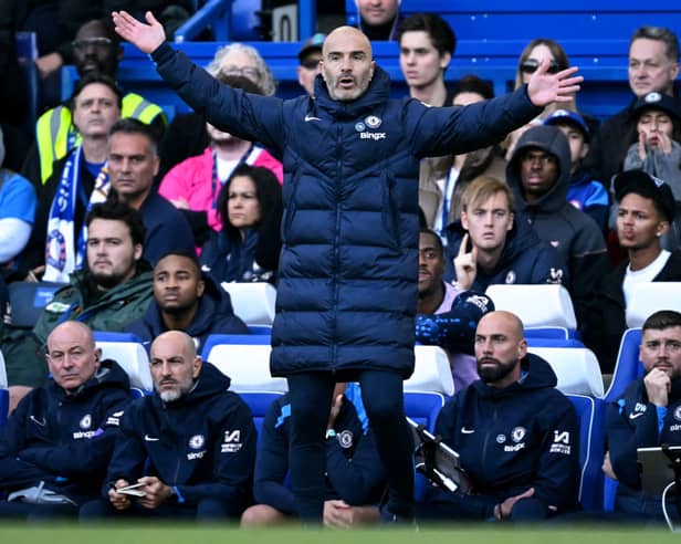 Chelsea head coach Enzo Maresca during the Blues' win over Newcastle United at Stamford Bridge