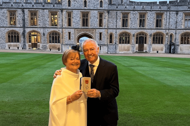 Harry with his wife, Audrey, at Windsor Castle.