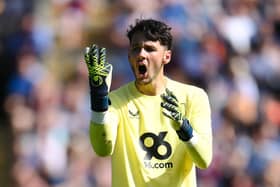 James Trafford of Burnley gestures during the Sky Bet Championship match between Burnley FC and Blackburn Rovers FC at Turf Moor on August 31, 2024 in Burnley, England. (Photo by Ben Roberts Photo/Getty Images)