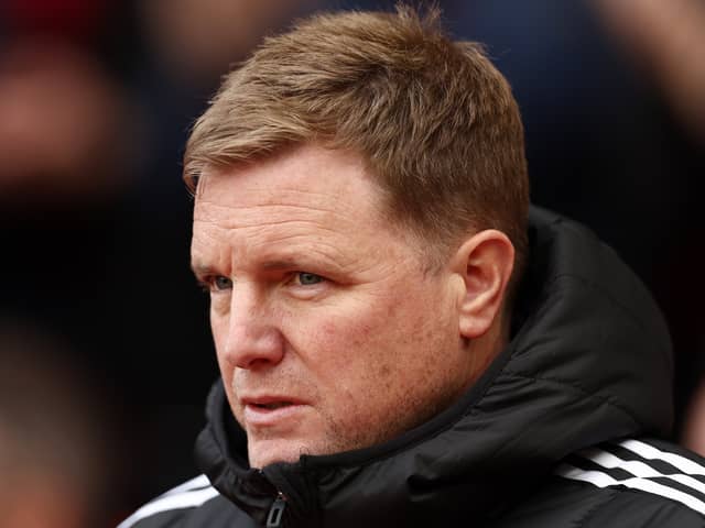 Eddie Howe, Manager of Newcastle United, looks on prior to the Premier League match between Nottingham Forest FC and Newcastle United FC at City Ground on November 10, 2024 in Nottingham, England. (Photo by Naomi Baker/Getty Images)