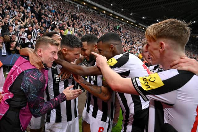 Fabian Schar celebrates his iconic Champions League goal against Paris Saint-Germain. 