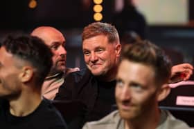 Eddie Howe (centre), Fabian Schar (bottom left) and Mark Gillespie (bottom right) enjoying last night's boxing