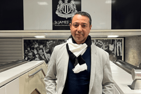 Newcastle United legend Nobby Solano has taken his first journey on the Tyne and Wear Metro.