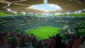 A digital rendering of the proposed King Salman Stadium in Riyadh, Saudi Arabia. With a proposed capacity of 92,000 people, the stadium â designed by Populous - is one of the proposed 2034 FIFA World Cup stadiums that may host the opening ceremony as well as the final. (Photo by Populous via Getty Images)
