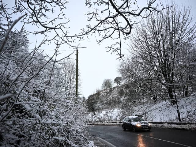 Driving in the snow.