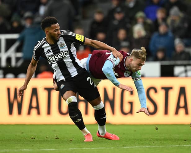 Lloyd Kelly in action for Newcastle United against West Ham. 