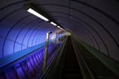 The new incline glass lifts finally up and running at the Tyne cyclist and pedestrian tunnel