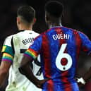  Bruno Guimaraes of Newcastle United and Marc Guehi of Crystal Palace wear the Rainbow Laces captains armband during the Premier League match between Crystal Palace FC and Newcastle United FC at Selhurst Park on November 30, 2024 in London, England. (Photo by Eddie Keogh/Getty Images)