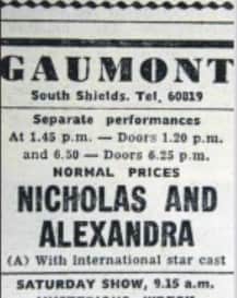 Nicholas and Alexandra was the new movie which was attracting attention in South Shields in 1973.