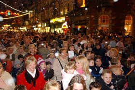 It's a White Christmas for these King Street shoppers in 2004.