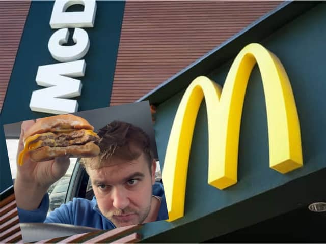 Trying the McDonald's chilli double cheeseburger