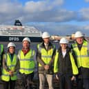 From left: Alexander Coesel and Florian Vreeburg, of KVSA,  Eleni Bougioukou, Port of Tyne, Declan Walsh of DFDS and Tim Scarbrough and Matthew Moss of Ricardo and Peter van de Meerakker, Port of Ijmuiden at the launch the first Green Corridor between England and Holland.