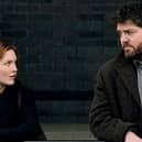 Holliday Grainger as Robin Ellacott and Tom Burke as Cormoran Strike. Photo: BBC/ Bronte Film & TV/Rob Youngson