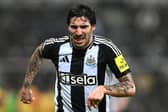 Sandro Tonali in action for Newcastle. 