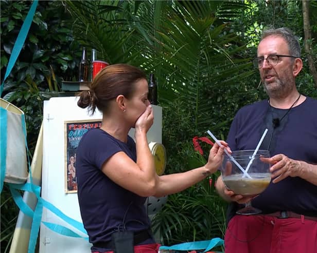 Coleen Rooney and Rev Richard Coles take on the 'Dreaded Dreggs' Bushtucker Trial.