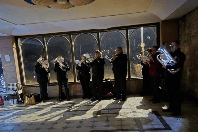 The Westoe Colliery Brass Band were on hand to provide the backing track to the carol service.