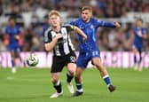 Chelsea midfielder Kiernan Dewsbury-Hall in action against Newcastle United