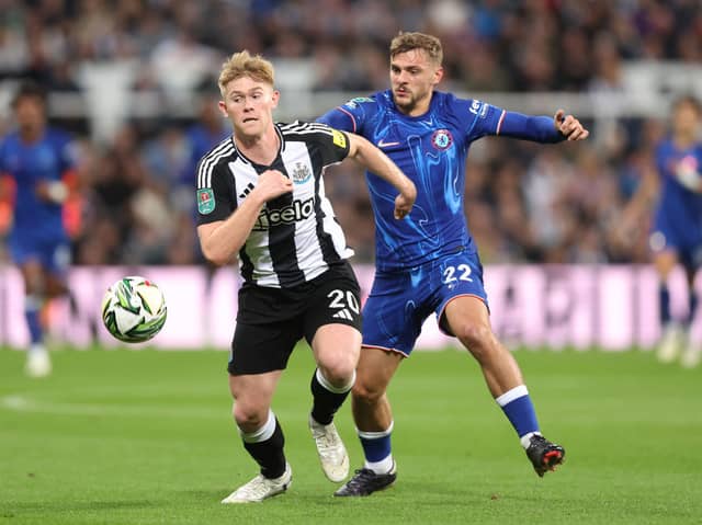 Chelsea midfielder Kiernan Dewsbury-Hall in action against Newcastle United