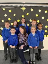 Headteacher Francesca Heslop with pupils from St James’ Catholic Primary School, Hebburn.