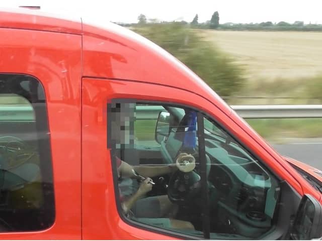 A driver was caught eating cereal at the wheel