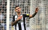 Newcastle player Bruno Guimaraes acknowledges the Newcastle supporters after being substituted during the Premier League match between Newcastle United FC and Leicester City FC at St James' Park on December 14, 2024 in Newcastle upon Tyne, England. (Photo by Stu Forster/Getty Images)