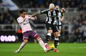 Bruno Guimaraes in action for Newcastle United against Brentford. 