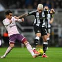 Bruno Guimaraes in action for Newcastle United against Brentford. 