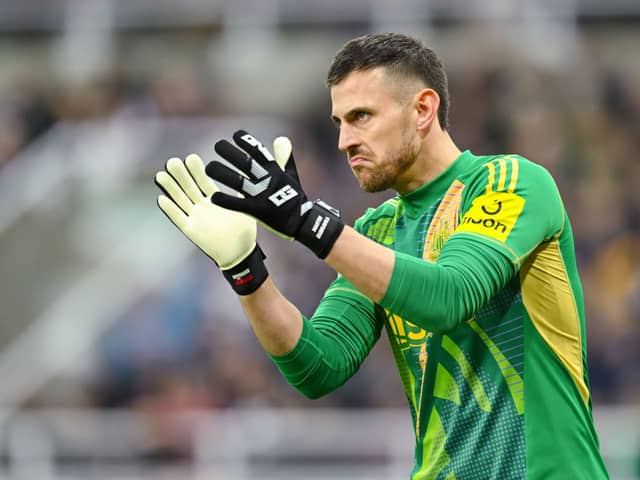 Martin Dubravka of Newcastle in action during the Carabao Cup Quarter Final match between Newcastle United and Brentford at St James' Park on December 18, 2024 in Newcastle upon Tyne, England. (Photo by Michael Regan/Getty Images)