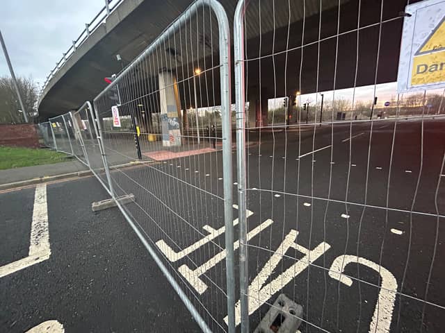 The closed Gateshead Flyover
