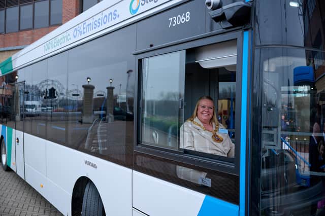 Mayor Alison Chisnall (Mayor of Sunderland) in the driving seat